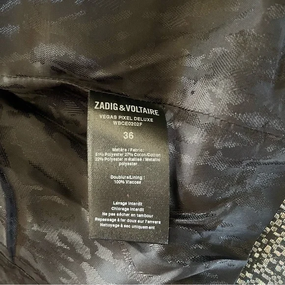 Zadig & Voltaire Vegas Pixel Deluxe Silver Jacket - Picture 11 of 16